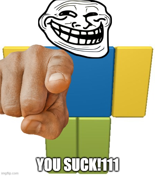 the roblos troller!11 |  YOU SUCK!111 | image tagged in roblox,noob | made w/ Imgflip meme maker