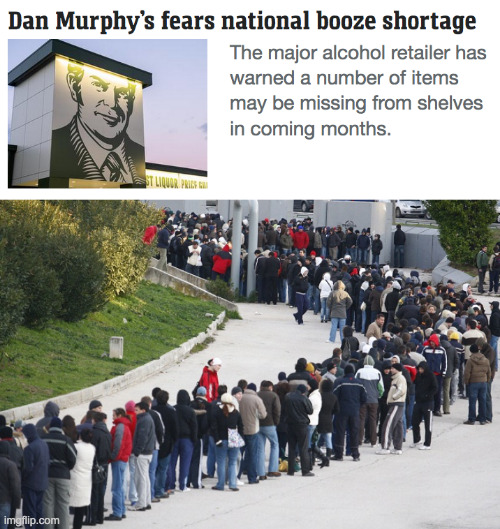 Booze shortage | image tagged in long queue | made w/ Imgflip meme maker