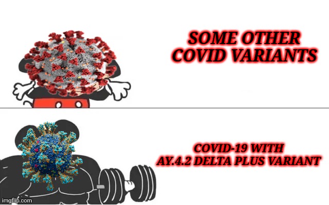 Sad but true | SOME OTHER COVID VARIANTS; COVID-19 WITH AY.4.2 DELTA PLUS VARIANT | image tagged in mickey mouse drake,coronavirus,covid-19,covid variants,ay42,delta plus | made w/ Imgflip meme maker