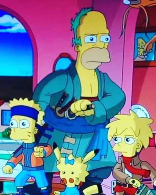 treehouse of terror Simpsons seven years ago ft. Naruto, Attack on Titan, One Piece and Pokemon | image tagged in halloween | made w/ Imgflip meme maker