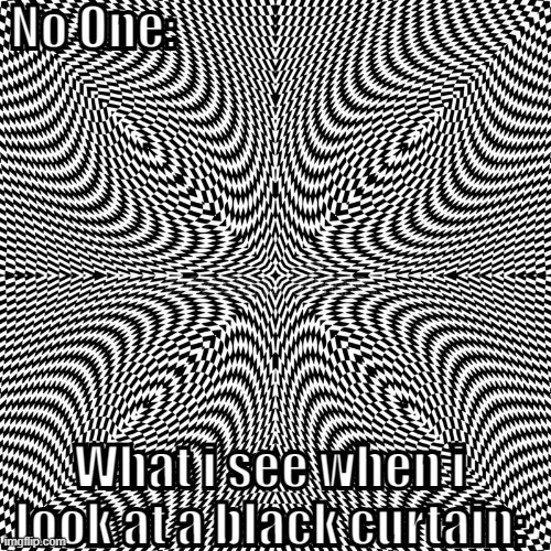 No One:; What i see when i look at a black curtain: | image tagged in black | made w/ Imgflip meme maker