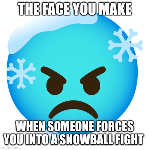 My first post | THE FACE YOU MAKE; WHEN SOMEONE FORCES YOU INTO A SNOWBALL FIGHT | image tagged in fake emojis | made w/ Imgflip meme maker