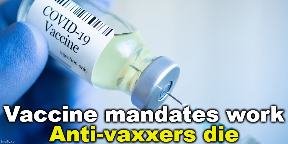 It's that simple. | Vaccine mandates work; Anti-vaxxers die | image tagged in covid vaccine,vaccines,work,anti vax,die | made w/ Imgflip meme maker