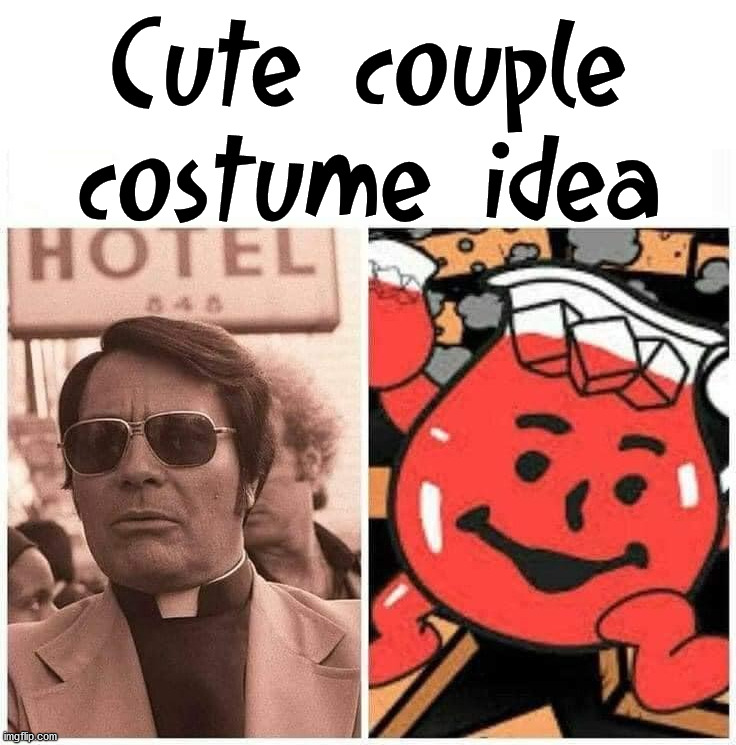 Jonestown koolaid | Cute couple costume idea | image tagged in dark humor,kool aid | made w/ Imgflip meme maker