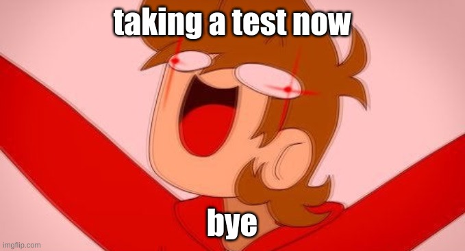 tord on drugs | taking a test now; bye | image tagged in tord on drugs | made w/ Imgflip meme maker