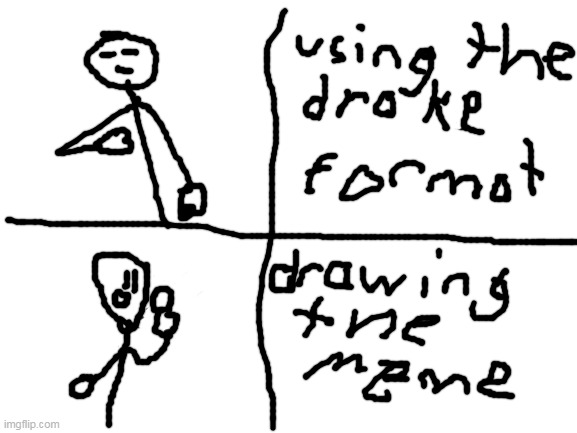 more drawing memes ;) | image tagged in blank white template,drake hotline bling,drawing | made w/ Imgflip meme maker