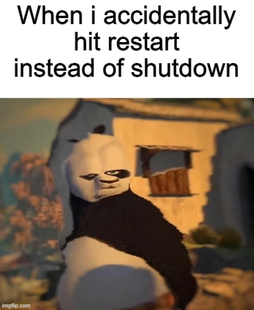 bruh | When i accidentally hit restart instead of shutdown | image tagged in drunk kung fu panda,gaming,memes,funny | made w/ Imgflip meme maker