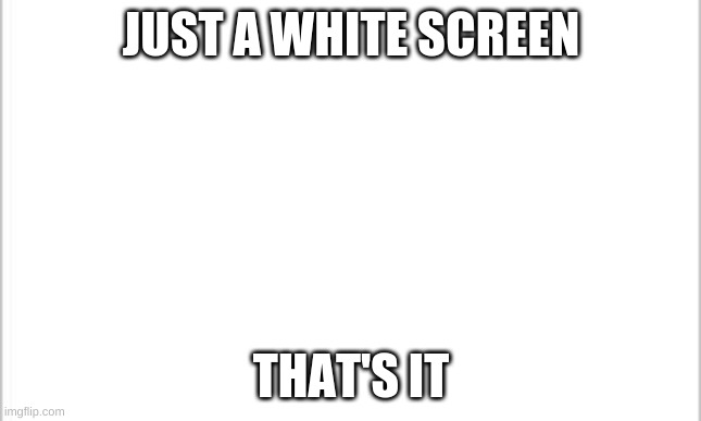 That's It | JUST A WHITE SCREEN; THAT'S IT | image tagged in white background | made w/ Imgflip meme maker