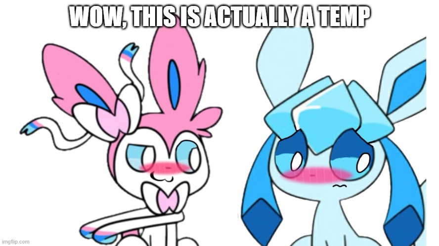 glaceon x sylveon | WOW, THIS IS ACTUALLY A TEMP | image tagged in glaceon x sylveon | made w/ Imgflip meme maker