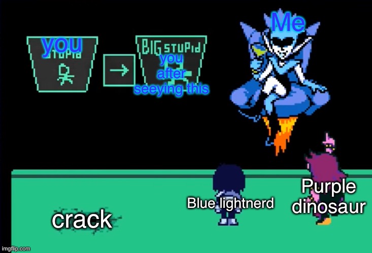 we need to get this temp to more captions it’s good | Me; you; you after seeying this; Purple dinosaur; Blue lightnerd; crack | image tagged in good template | made w/ Imgflip meme maker