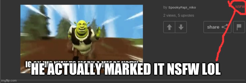 HE ACTUALLY MARKED IT NSFW LOL | made w/ Imgflip meme maker