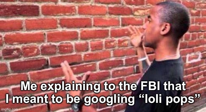 Brick Wall | Me explaining to the FBI that I meant to be googling “loli pops” | image tagged in brick wall | made w/ Imgflip meme maker