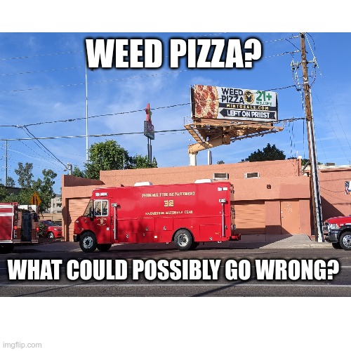 Weed Pizza | WEED PIZZA? WHAT COULD POSSIBLY GO WRONG? | image tagged in what could go wrong | made w/ Imgflip meme maker