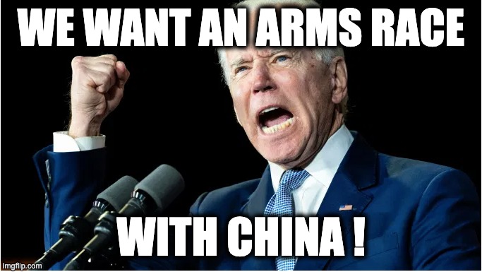 WE WANT AN ARMS RACE; WITH CHINA ! | image tagged in memes,nuclear nonproliferation treaty,arms race,defense budget,militarism,nationalism | made w/ Imgflip meme maker