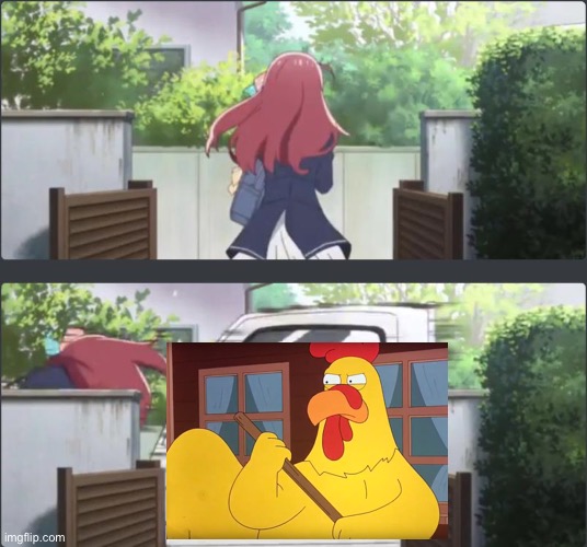 Cue the chicken fight music | image tagged in sakura run over by truck | made w/ Imgflip meme maker
