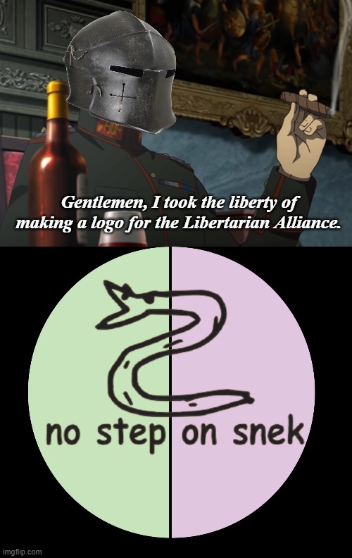 Link to the template in the comments (let me know what you think of it) |  Gentlemen, I took the liberty of making a logo for the Libertarian Alliance. | image tagged in rmk,hcp,liberation alliance | made w/ Imgflip meme maker