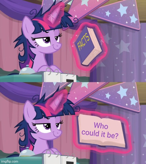 Twilight's Fact Book (Remastered) | Who could it be? | image tagged in twilight's fact book remastered | made w/ Imgflip meme maker