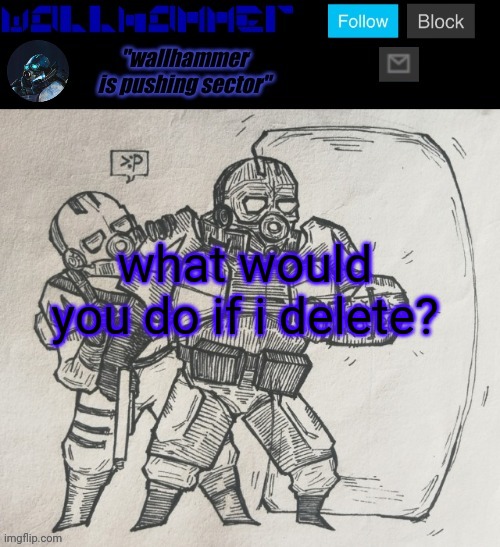 what would you do if i delete? | image tagged in wallhammer temp | made w/ Imgflip meme maker