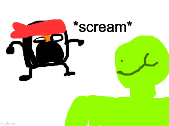 The smile is back | *scream* | image tagged in blank white template | made w/ Imgflip meme maker