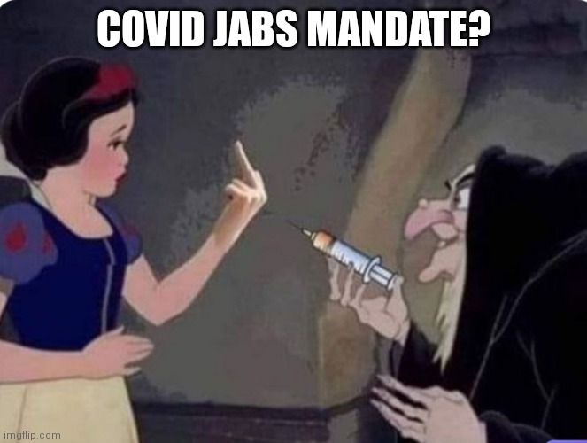 #JabYou Let's Go Brandon! | COVID JABS MANDATE? | image tagged in snow white not sleeping beauty,snow white,dr fauci,covid vaccine,death stare,the great awakening | made w/ Imgflip meme maker