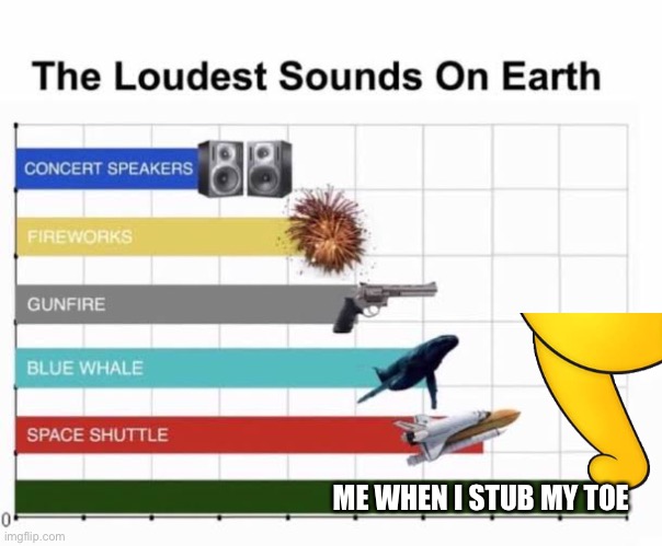 True story | ME WHEN I STUB MY TOE | image tagged in the loudest sounds on earth | made w/ Imgflip meme maker