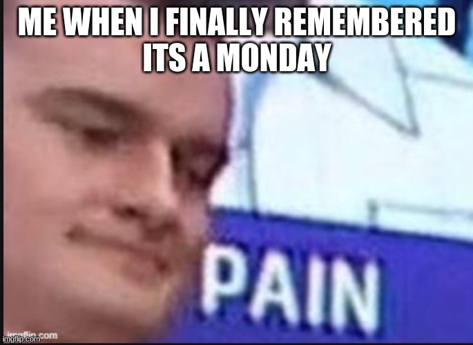 PAIn | ME WHEN I FINALLY REMEMBERED
ITS A MONDAY | image tagged in russian badger | made w/ Imgflip meme maker