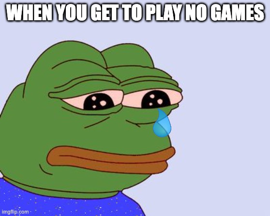 when u get to play no roblox and ps4 | WHEN YOU GET TO PLAY NO GAMES | image tagged in pepe the frog,frog | made w/ Imgflip meme maker