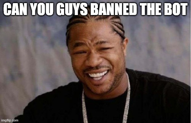 *ban | CAN YOU GUYS BANNED THE BOT | image tagged in memes,yo dawg heard you | made w/ Imgflip meme maker