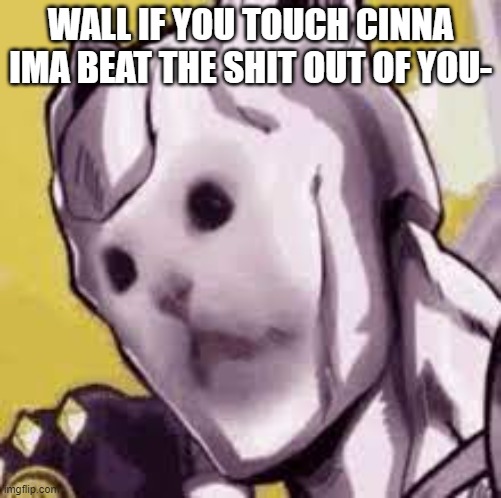 Killer cat | WALL IF YOU TOUCH CINNA IMA BEAT THE SHIT OUT OF YOU- | image tagged in killer cat | made w/ Imgflip meme maker