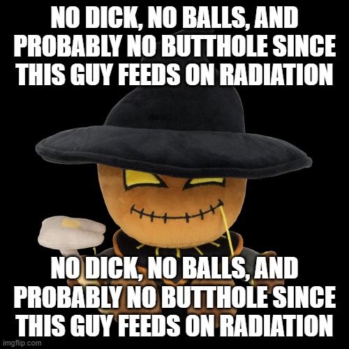No dick, no balls, and probably no butthole since this guy feeds on radiation | NO DICK, NO BALLS, AND PROBABLY NO BUTTHOLE SINCE THIS GUY FEEDS ON RADIATION; NO DICK, NO BALLS, AND PROBABLY NO BUTTHOLE SINCE THIS GUY FEEDS ON RADIATION | image tagged in zardy plush | made w/ Imgflip meme maker