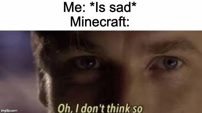 Thancc | Me: *Is sad*
Minecraft: | image tagged in oh i don't think so | made w/ Imgflip meme maker
