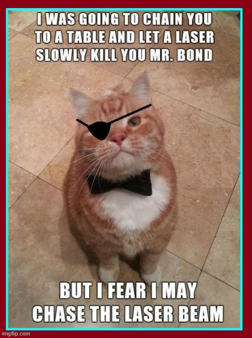 "No, Mr. Bond, I want you to feed me." | image tagged in vince vance,cats,lasers,james bond,goldfinger,memes | made w/ Imgflip meme maker