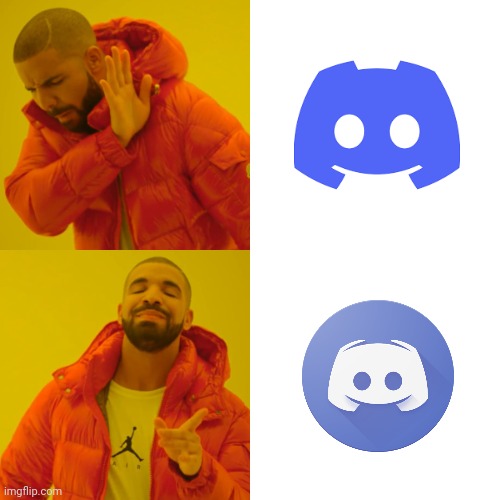 discord new logo is trash | image tagged in memes,drake hotline bling | made w/ Imgflip meme maker