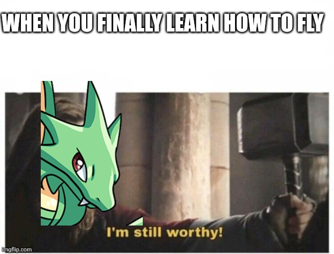 I'm still worthy |  WHEN YOU FINALLY LEARN HOW TO FLY | image tagged in i'm still worthy | made w/ Imgflip meme maker