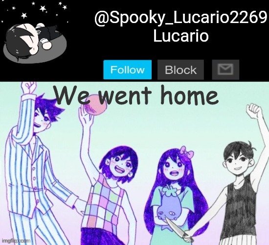 GUYS!! START SPAMMING "We went home" WITH YOUR TEMPS IN THE STREAM!! | We went home | image tagged in omori template thank you yachi | made w/ Imgflip meme maker