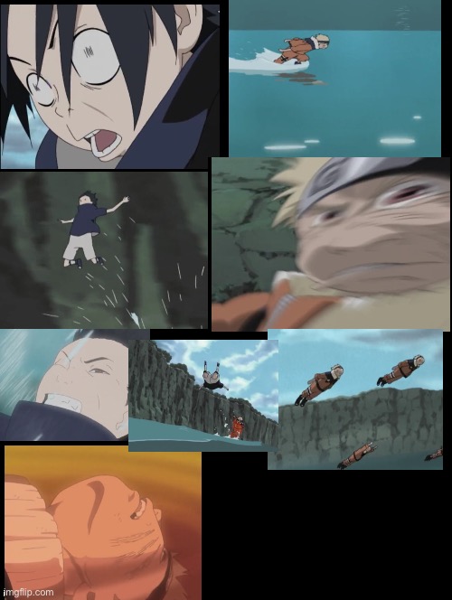 Naruto vs Sasuke be like: | image tagged in double long black template,low quality,naruto vs sasuke | made w/ Imgflip meme maker