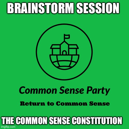 Common Sense Party |  BRAINSTORM SESSION; THE COMMON SENSE CONSTITUTION | image tagged in common sense party | made w/ Imgflip meme maker