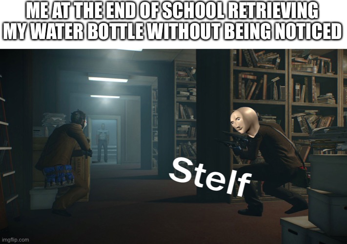 Stealth | ME AT THE END OF SCHOOL RETRIEVING MY WATER BOTTLE WITHOUT BEING NOTICED | image tagged in stealth | made w/ Imgflip meme maker