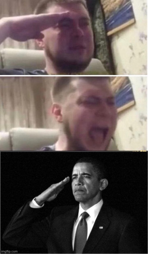 image tagged in crying salute,obama-salute | made w/ Imgflip meme maker