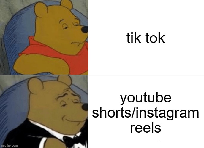 Tuxedo Winnie The Pooh Meme | tik tok; youtube shorts/instagram reels | image tagged in memes,tuxedo winnie the pooh | made w/ Imgflip meme maker