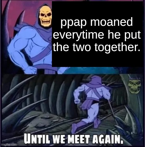 Until we meet again. | ppap moaned everytime he put the two together. | image tagged in until we meet again | made w/ Imgflip meme maker