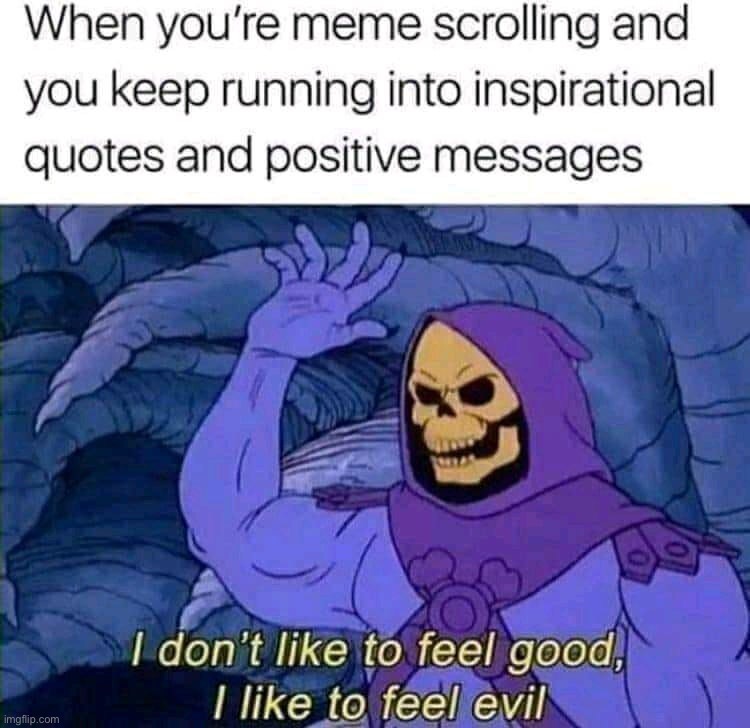 I don’t like to feel good, I like to feel evil! | image tagged in memes,funny,he man,lmao,oop,lol | made w/ Imgflip meme maker