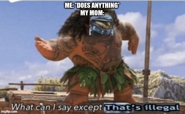 What can I say Except That's Illegal | ME: *DOES ANYTHING*
MY MOM: | image tagged in what can i say except that's illegal | made w/ Imgflip meme maker