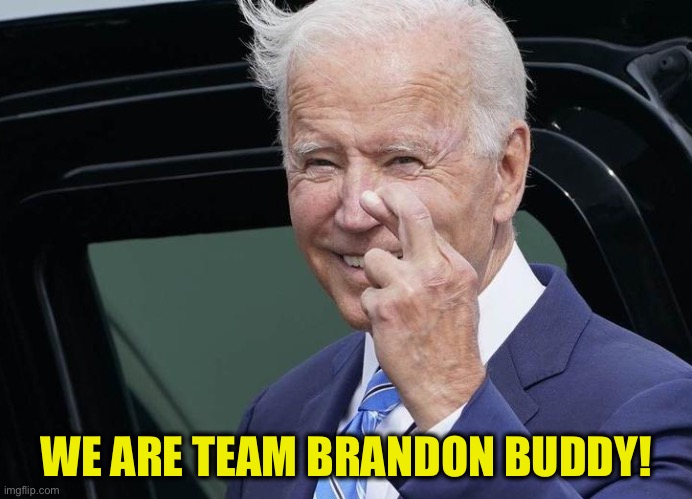 Joe fingers | WE ARE TEAM BRANDON BUDDY! | image tagged in joe fingers | made w/ Imgflip meme maker