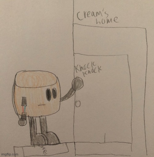 A sketch of Mixmellow going to tell Cream the marshmallow cat his feelings | image tagged in mixmellow | made w/ Imgflip meme maker
