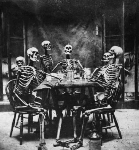 High Quality Skeleton dinner Blank Meme Template