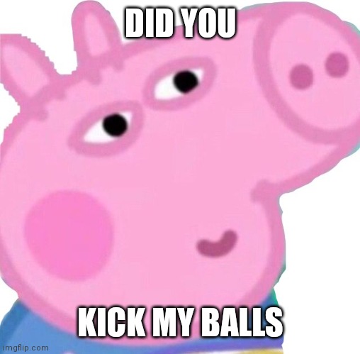 Sus George pig | DID YOU; KICK MY BALLS | image tagged in sus george pig | made w/ Imgflip meme maker