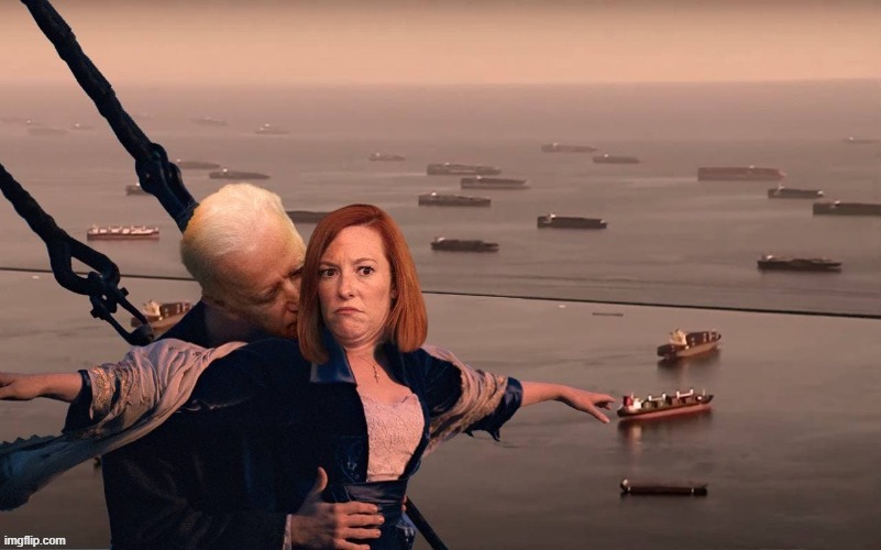 Meanwhile, Off the Coast of Long Beach, California | image tagged in titanic,sniff biden | made w/ Imgflip meme maker