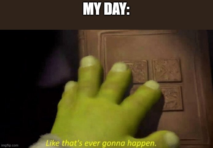 Like that's ever gonna happen. | MY DAY: | image tagged in like that's ever gonna happen | made w/ Imgflip meme maker