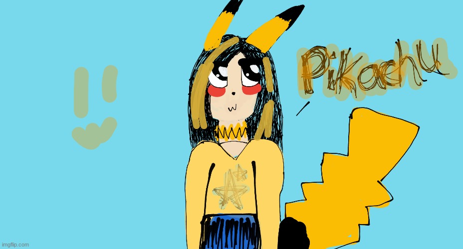 Pikachu as a hooman :3 | image tagged in pikachu,drawing,art,as a human,electric | made w/ Imgflip meme maker